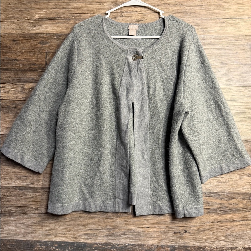 Chico's Gray Button-Front Cardigan
